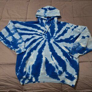 Blue Tie Dyed Hooded Sweatshirt Hoodie